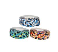 LRXIYODE 6pcs Electronic Drum Sweat-absorbent Non-slip Tape Wraps Shock-resistant Fabric, Diy Drum Handle Bands for Drummers and Sports Racket Handles, Camouflage Blue Green Orange