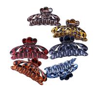 LRXIYODE 6pcs Elegant Jaw Clip Hair Claw for Women Durable Stylish Hair Accessories with Leopard Print Pattern Dark Red Yellow Coffee Blue Grey for Travel and Party Use