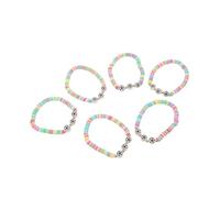 LRXIYODE 6pcs Football Bracelets for Boys Polymer Clay Beads Cheer Team Spirit Soccer Accessories Vibrant Sports Jewelry for School and Game Day Support
