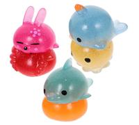 LRXIYODE 6pcs Glitter Animal Squeeze Stress Relief Fidget Plaything for Adults Soft Supple Cartoon Squishy for Anxiety and Mental Relaxation