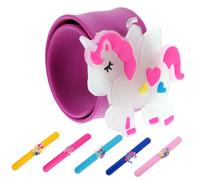 LRXIYODE 6Pcs Glow The Dark Silicone Slap Bracelets Unicorn Cartoon Animal Wrist Bands for Parties Events Lightweight Fun