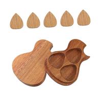 LRXIYODE 6pcs Guitar Pick Case with Wooden Storage Box Portable Organizer for Guitar Picks for Musicians Walnut Material Convenient and Stylish Storage
