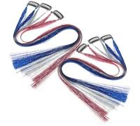 LRXIYODE 6pcs Hair Tinsel Strands Glitter Braiding Hair Extensions for Women Party Highlights Silver Blue Pink