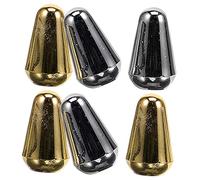 LRXIYODE 6pcs Metal Guitar Toggle Caps for Electric Guitar 3-way 5-way Switch Tips Gold and Silver Finish Suitable for Fender St Models
