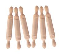 LRXIYODE 6pcs Miniature Wooden Rolling Pin Set Small Dollhouse Kitchen Decor Tiny Craft Rolling Pins for Pretend Play and Miniature Baking Accessories