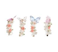 LRXIYODE 6pcs Multi Color Spiral Hair Ties with Butterfly Flower Design Elastic Telephone Cord Hair Bands for Soft No-pull Coil Scrunchies for Ponytails Wrist Bracelets for Festivals and