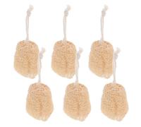 LRXIYODE 6pcs Natural Loofah Exfoliating Scrubber with Comfortable to Hold Cotton Rope Handle, Beige Loofah Sponge Back Scrubber for Shower and Bath, Gentle Dead Skin Remover for Face