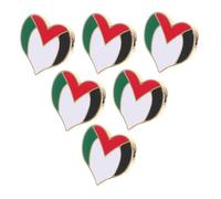 LRXIYODE 6pcs Palestine Flag Heart Shaped Metal Pins Country Flag Lapel Badge for Clothing Suit Jackets Lightweight Souvenirs Expressing Cultural Pride and Stylish Accessories