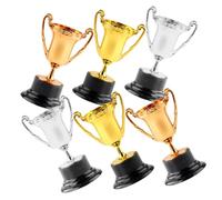 LRXIYODE 6pcs Plastic Competition Trophy for Party and Sports Events Champion Award Models in Gold Silver and Bronze Smooth Surface Decorative Prize for Soccer Basketball