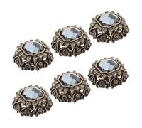 LRXIYODE 6pcs Rhinestone Embellished Metal Buttons for Clothes DIY Durable Large Sew Fasteners for Coats Sweaters Dresses Stylish Replacement Accessories with Blue Grey Square Crystals