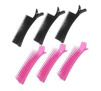 LRXIYODE 6pcs Sectioning Hair Clips for Women Non-slip Hair Styling Accessories for Precise Haircuts Makeup and Coloring Salon Use Grip Clips in Black and Pink