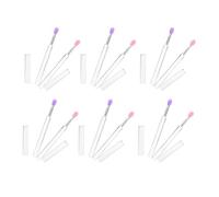 LRXIYODE 6pcs Silicone Lip Mask Brushes with Lid Reusable Cosmetic Lipstick Applicators for Women Pink Purple Heads Portable Makeup Brush for Lip Gloss Eyeshadow and Lipstick Application
