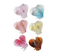 LRXIYODE 6pcs Transparent Heart Hair Claw Clips for Women Jaw Clips for Bath Makeup and Daily Use Strong Hold Hair Barrettes Suitable for