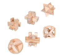 LRXIYODE 6pcs Wooden Kongming Lock Puzzle Educational Intellectual Brain Teaser for Creative Problem Solving and Stress Relief Game