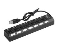 LRXIYODE 7-port USB Hub 2.0 Multi Charger Hub with 480mbps Data Transfer Rate Ergonomic Design Black Metal Plastic for Desktop Table Disassembly Laptop