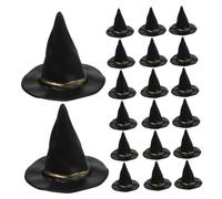 LRXIYODE 72pcs Black Witch Hats for Halloween Decorations Handmade Plastic Wizard Caps Vibrant Fade Resistant Colors Easy DIY Craft Accessories for Dollhouses and Party Favors