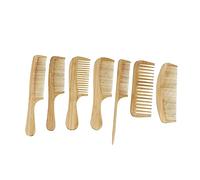 LRXIYODE 7Pcs Bamboo Hair Brush Combs for All Hair Types Detangling Styling for Thick Thin Curly Portable Lightweight for Home Salon Use