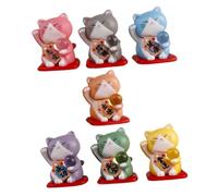 LRXIYODE 7pcs Miniature Lucky Cat Figurines PVC Material Cartoon Fortune Cat Sculptures for Lawn and Home Decor Bright Adorable Collectible Bonsai Accessories