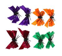 LRXIYODE 8 Pcs Halloween Hair Bows Clips for Spider Bow Hairpins with Red Purple Orange Green Lightweight Cloth and Comfortable Fit for Costume Parties and Spooky Dress-up