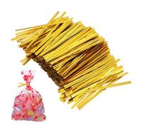LRXIYODE 800Pcs Golden Treat Bag Ties Shiny Wire Ties for present Wrapping Candy Bags and Bread Bags for Party Favors and Holiday Celebrations