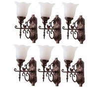 LRXIYODE 87 Scale Dollhouse Accessories Warm Yellow Light Copper Finish Micro Landscaping Lamp Decor for Dollhouse and Model Sand Table