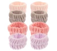 LRXIYODE 8Pcs Flannel Face Wash Wristbands for Women Plush Wrist Straps Supple Spa Bands for Makeup Yoga and Skincare Multiple Colors