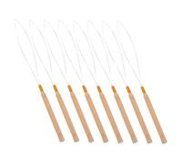 LRXIYODE 8pcs Hair Extension Loop Hook Set with Wooden Handle Sturdy Steel Crochet Needles for Wigs and Braiding Precision Craftsmanship for Seamless Natural Hair Styling at Salon and Home
