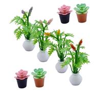LRXIYODE 8PCS Miniature Dollhouse Plants Realistic Artificial Succulent Potted Flowers Mini Bonsai Ornaments for DIY Crafting and Dollhouse Decoration in Mixed Colors