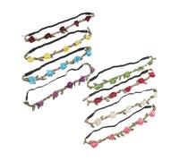 LRXIYODE 8pcs Rose Floral Headbands with Elastic Ribbon for Women Bridal Flower Crown Wreath Hairbands for Weddings Beach Parties Adjustable Boho Party Floral Headpiece