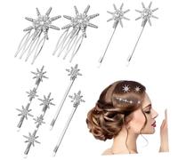 LRXIYODE 8pcs Silver Rhinestone Hair Pins Sparkly Star Bobby Pins Lightweight Hair Styling Clips for Women Bridal Wedding Party Accessories