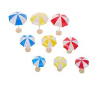 LRXIYODE 9pcs Miniature Dollhouse Beach Umbrellas Colorful Plastic Mini Parasols in Small Medium Large Decorative Fairy Garden Scenery Props for Terrariums Sand Tables and Mini Garden