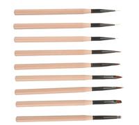 LRXIYODE 9pcs Nail Art Liner Pens Amber Color Fine Manicure Brushes Lightweight Easy Grip Nail Supplies for Women