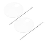 LRXIYODE Acrylic Makeup Mixing Palettes White Cosmetic Plates with Spatulas 2 Sets for Precise Application and Easy Cleaning and Foundation Blending for Nail Art at Home or Salon