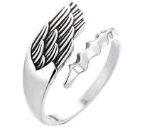 LRXIYODE Adjustable Angel Wing Ring Open Design Scratch Resistant Jewelry for Women Men Teens Elegant Guardian Angel Reminder Gift