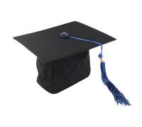 LRXIYODE Adjustable Black Graduation Cap with Blue Tassel for Adults and Students, Sturdy Polyester Material, Adjustable Circumference Suitable for Costume and School Disco