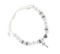 LRXIYODE Adjustable Cross Braided Bracelet with Pearl Beads for Women Valentine Friendship String Jewelry Bohemian Chic Heart Design Lucky Protection Accessory