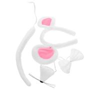 LRXIYODE Adjustable Fuzzy Mouse Ears Headband with Plush Tail and Bow Tie Set for Halloween Parties Birthday Costumes Masquerades Reusable Animal Tail Dress Up Accessory for All Ages