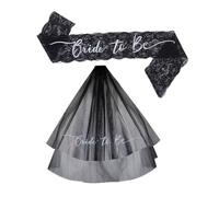 LRXIYODE Adjustable Lace Trim Wedding Veil and Sash for Bachelorette Parties Bridal Showers Engagement Celebrations Comfortable Satin Bride Accessory for Special Moments
