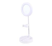LRXIYODE Adjustable LED Makeup Lamp with Phone Holder Multifunctional Desktop Ring Light for Live Streaming Video Recording and Photography Portable White Beauty Light with Brightness Modes