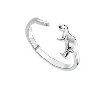 LRXIYODE Adjustable Open Dinosaur Ring Sterling Silver Unisex Finger Jewelry Women Men Fashion Accessory Elegant Ancient Animal Design