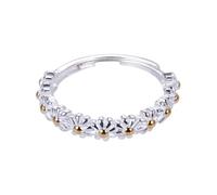 LRXIYODE Adjustable S925 Sterling Silver Daisy Ring for Women, Open Band Floral Jewelry, Elegant Statement Ring for Valentines and Birthday