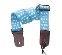 LRXIYODE Adjustable Sky-blue Ukulele Strap with Leather Head Pure Cotton Soft Ukulele Bass Guitar Strap for Standing Play Musical Instrument Accessory