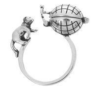 LRXIYODE Adjustable Vintage Cat Aromatherapy Ring with Open Mini Locket Design, Hollow Cute Finger Ring for Women Girls, Essential Oil Diffuser Jewelry for Everyday Wear