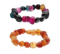 LRXIYODE Agate Beaded Bracelets for Men and Women 2 Pcs Irregular Mixed Color Gemstone Jewelry Fashionable Yoga Wristbands
