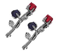 LRXIYODE Alloy Rose Flower Rhinestone Hairpins 2pcs Navy Blue and Red Bridal Barrette Wedding Headdress Accessories for Brides