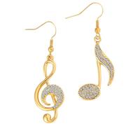 LRXIYODE Asymmetric Rhinestone Music Note Earrings for Women, Dangle Drop Jewelry Gift for Music Lovers, Fashion Creative Musical Theme Accessories