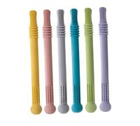 LRXIYODE Baby Teething Toys Hollow Molar Straw Teething Tube Plaything for Newborns Soft Silicone for Gum Relief and Chewing Development 6pcs Set Random Color