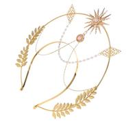 LRXIYODE Baroque Crown Headband for Women Lightweight Metal Hair Band Headdress with Leaf Star Design Festival Essentials Party Hair Accessory for Adults