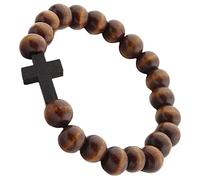 LRXIYODE Beaded Cross Bracelet Handmade Wooden Prayer Bracelet for Men and Women Stylish Natural Brown Beading for Weddings Parties Daily Wear and More