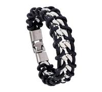 LRXIYODE Black Cowhide Leather Braided Wristband Punk Style Cuff Wrap Bracelet for Men and Women Lightweight Wristband Replacement Accessory Birthdays and Special Occasions